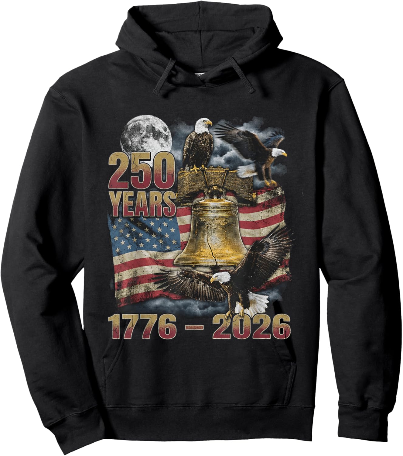 American 250 Years Eagle 1776–2026 Hoodie - Hoodie | Black
