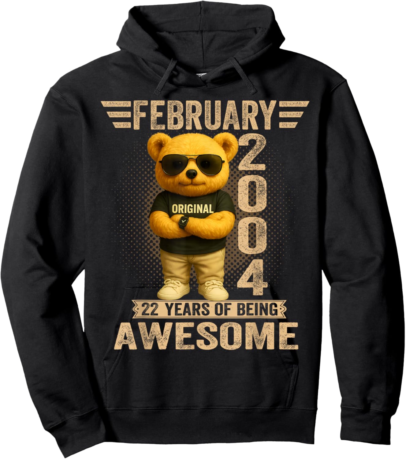 22 Year Old February 2004 Teddy Bear 22nd Birthday Men Women Hoodie - Hoodie | Black