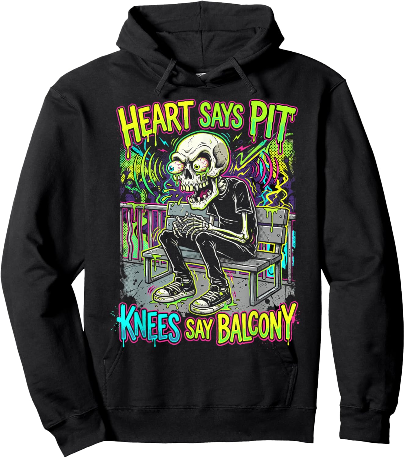 Skeleton Punk Rock Concert Hoodie - Hoodie | Black
