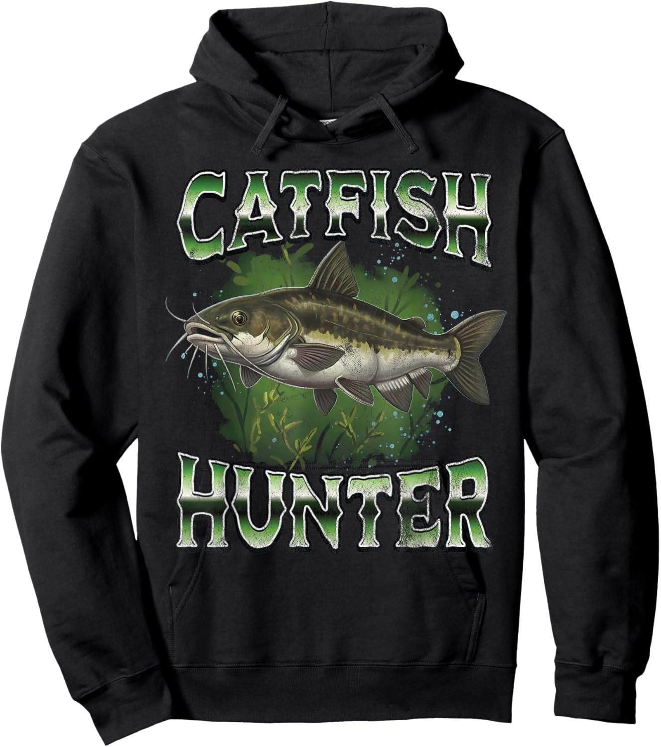 Catfish Hunter Fishing Retro Style Vintage Fisherman Hoodie - Hoodie | Black