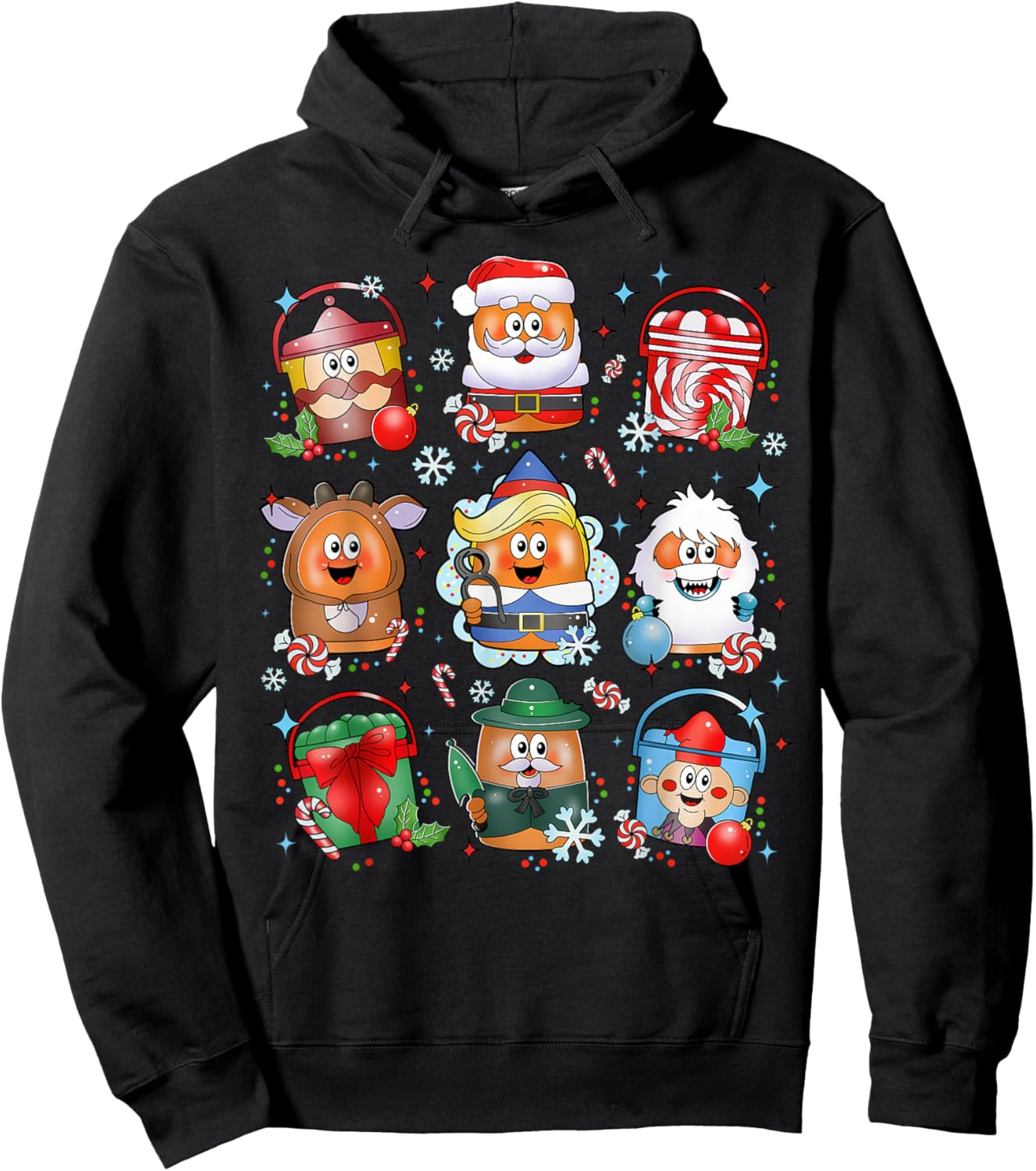 Funny Chicken Nuggets Santa Claus Reindeer Merry Christmas Hoodie - Hoodie | Black