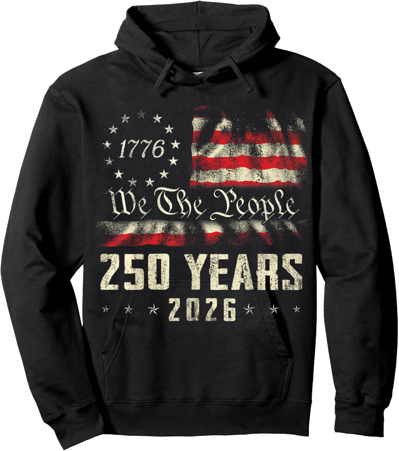 Vintage 250 Years 1776-2026 250th Birthday 4th of July Hoodie - Hoodie | Black