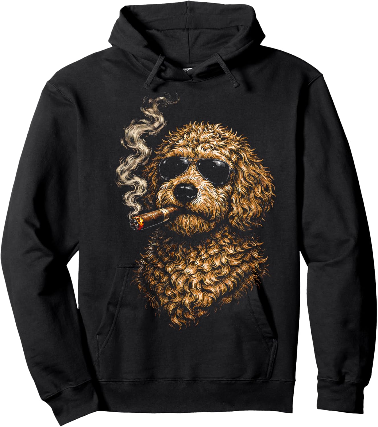 Goldendoodle Dog Smoking Cigarette Funny Goldendoodle Meme Hoodie - Hoodie | Black