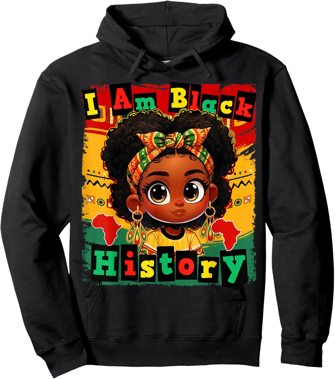 I Am Black History Month Black Melanin Afro Hair Girl Kid Hoodie - Hoodie | Black