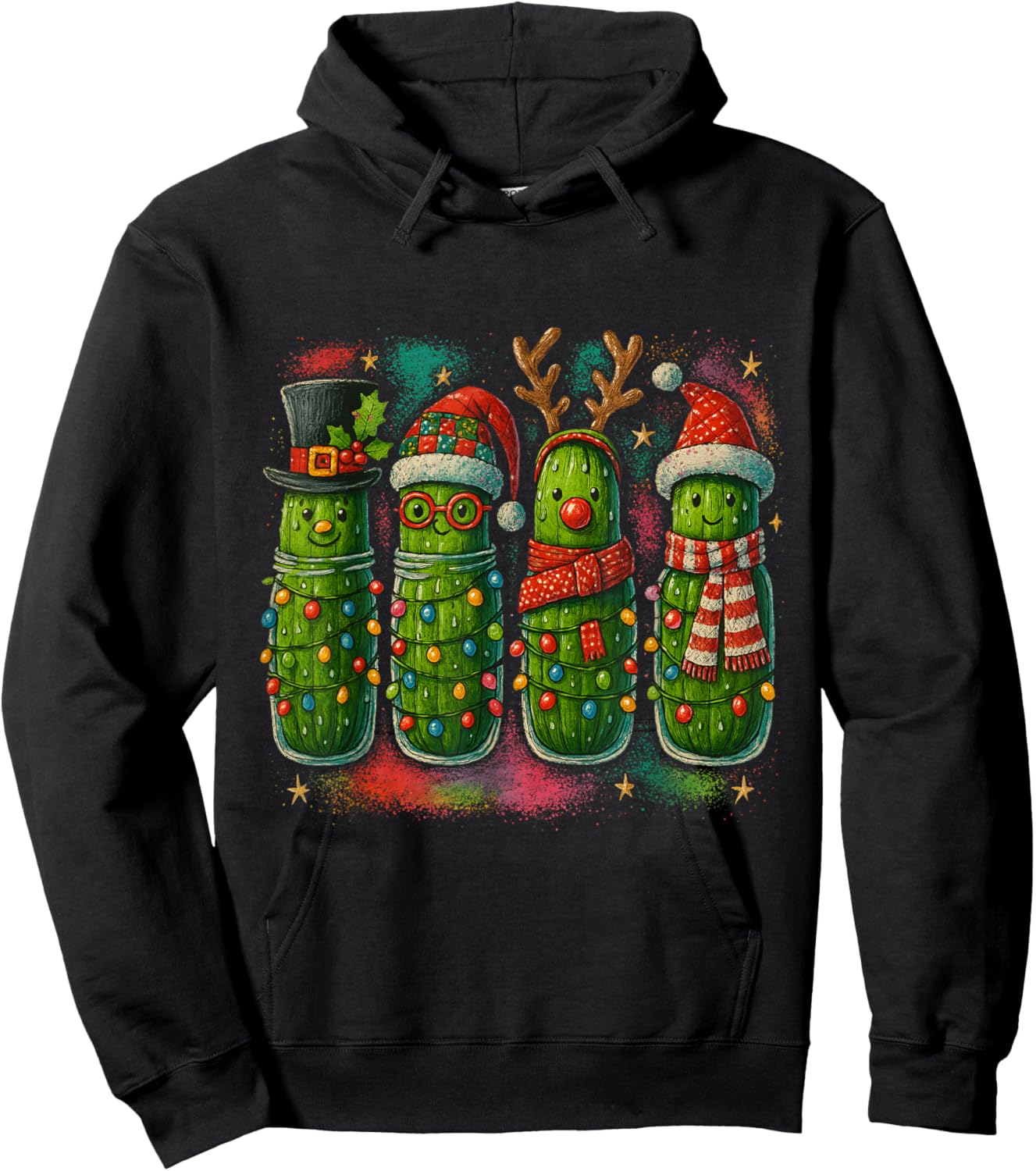 Funny Christmas Pickles – Festive Holiday Veggie Hoodie - Hoodie | Black