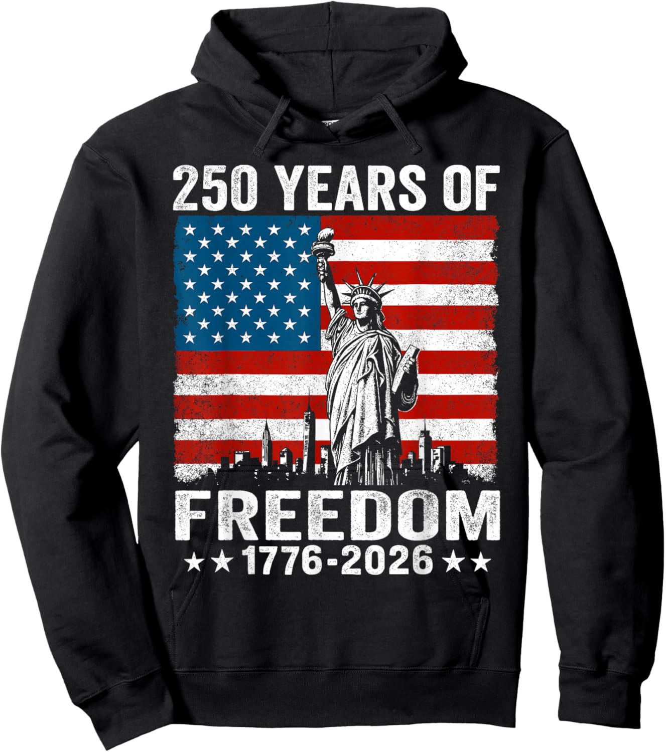 250 Years of Freedom 1776 2026 American Flag 250th Birthday Hoodie - Hoodie | Black