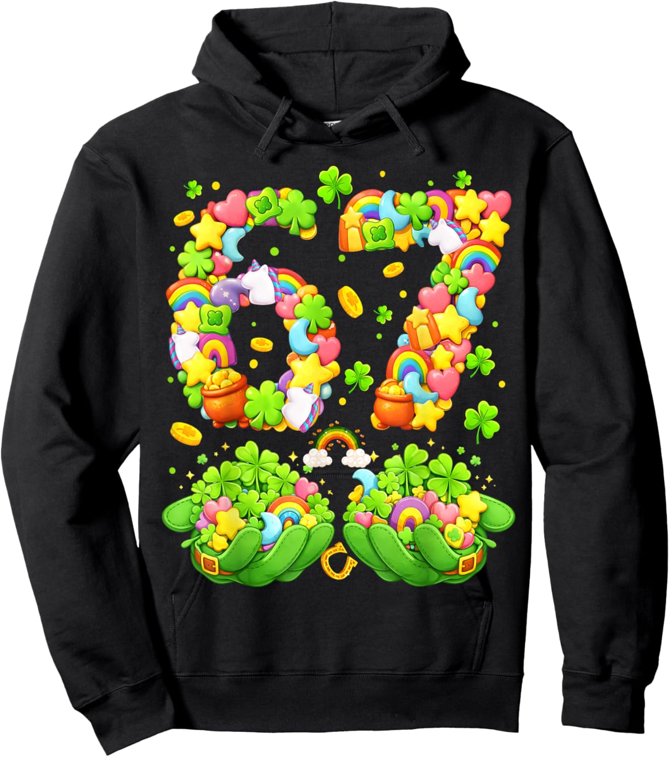 67 St Patricks Day Meme Six Seven Lucky Shamrock Candy Kids Hoodie - Hoodie | Black