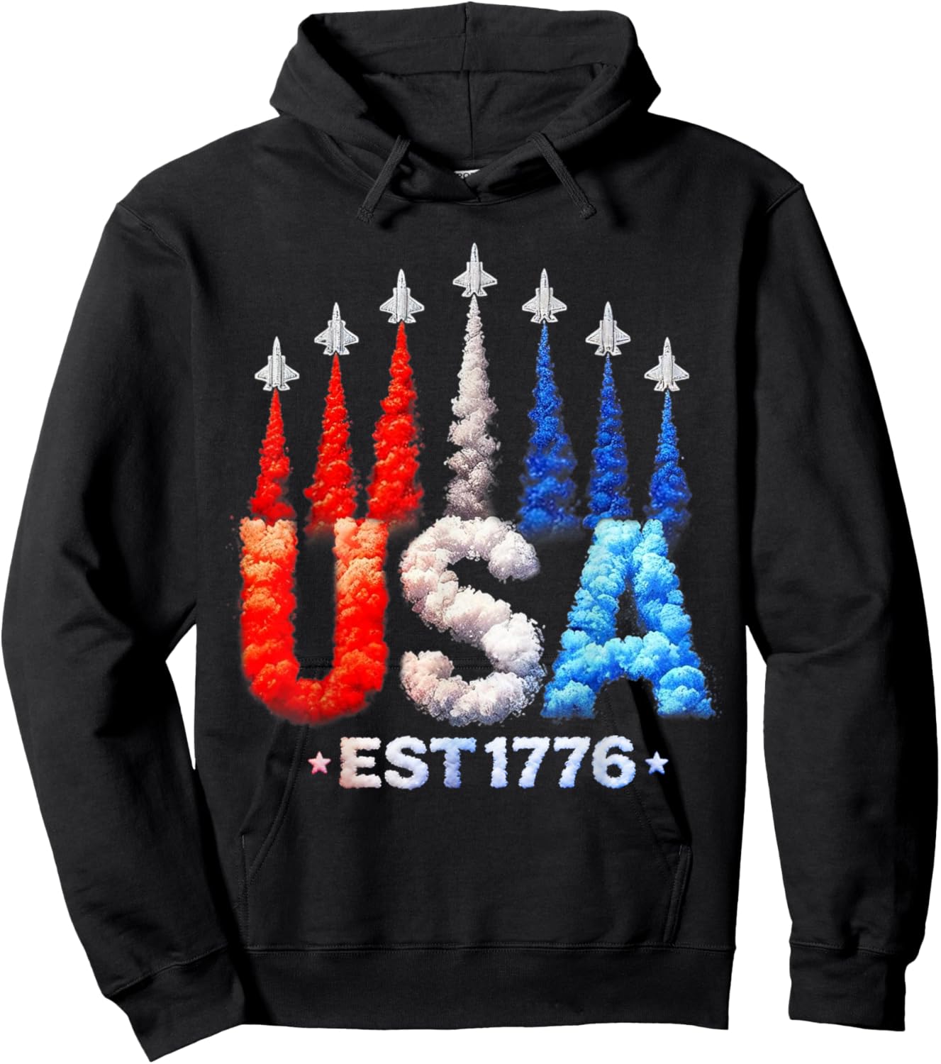 4th of July Fighter Jets USA Patriotic Shirts Women Hoodie - Hoodie | Black