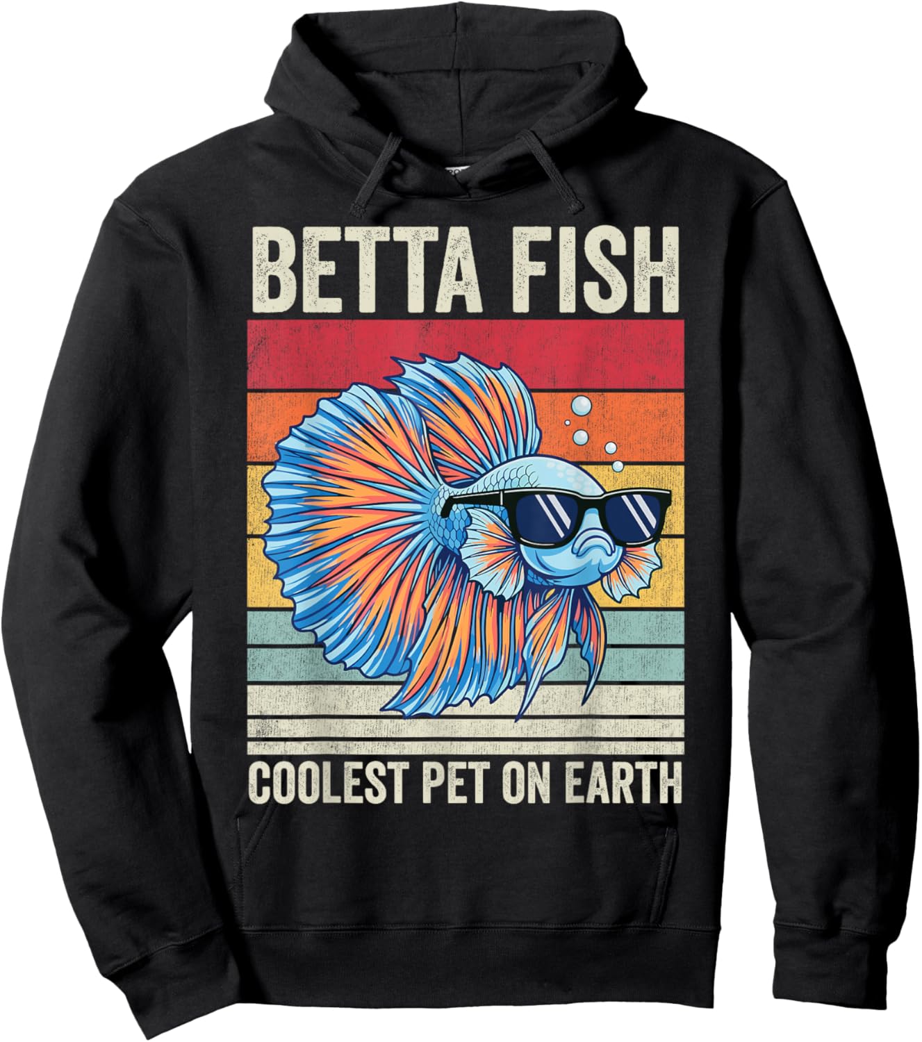 Betta Fish Coolest Pet on Earth, Vintage Betta Fish Hoodie - Hoodie | Black