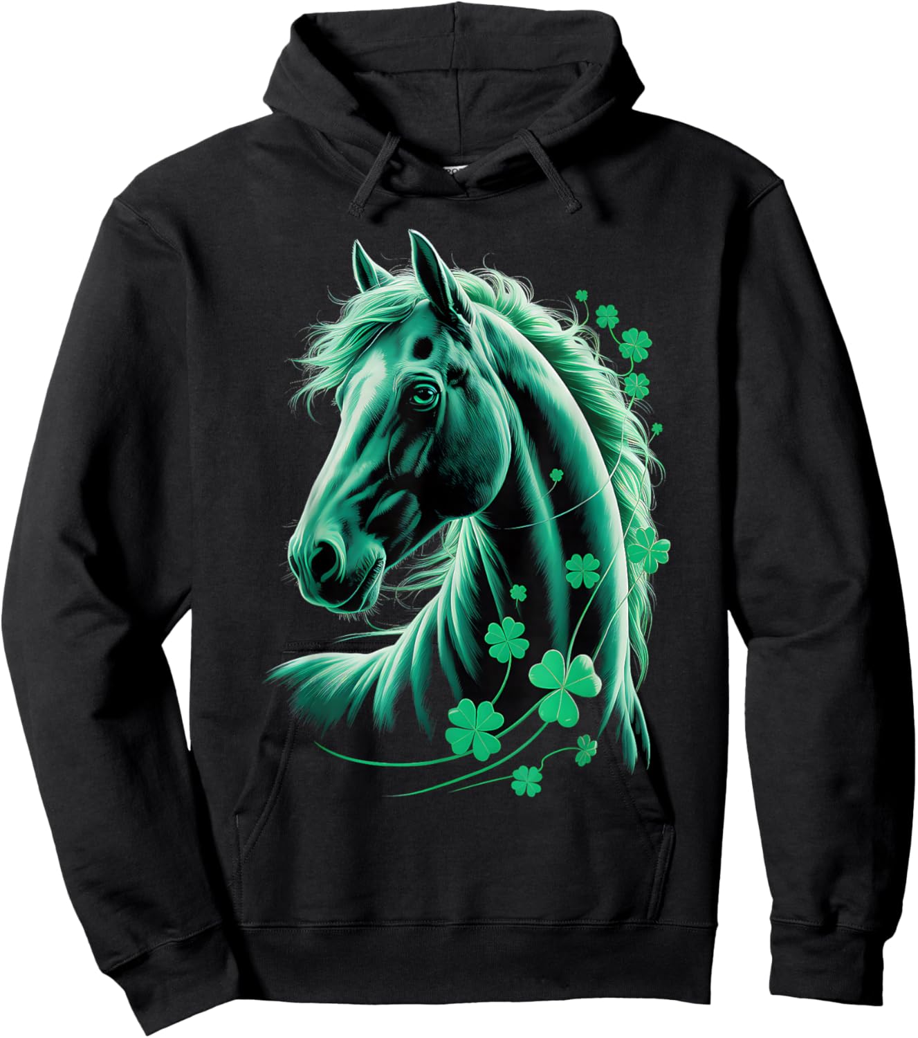 St Patricks Day Irish Horse Lovers Shamrocks St Paddy's Day Hoodie - Hoodie | Black