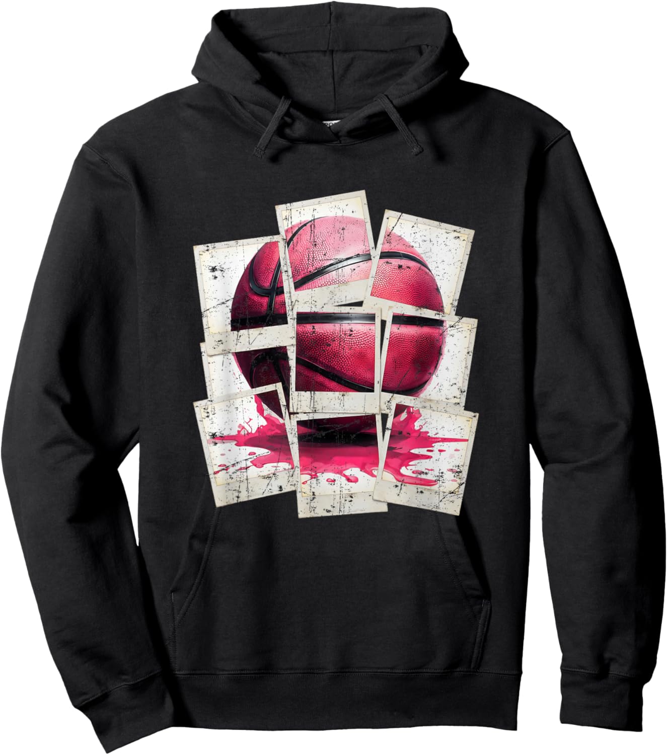 Vintage Pink Basketball Drip Toddler Girl Hoodie - Hoodie | Black