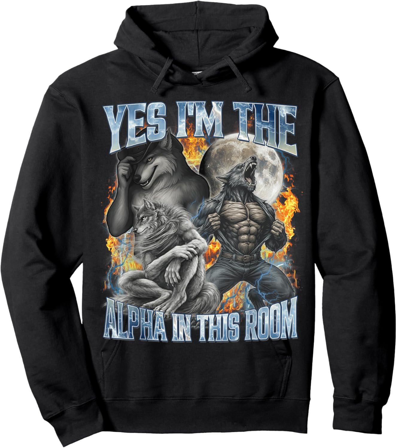 Yes I'm The Alpha in This Room Cool Funny Alpha Wolf Meme Hoodie - Hoodie | Black