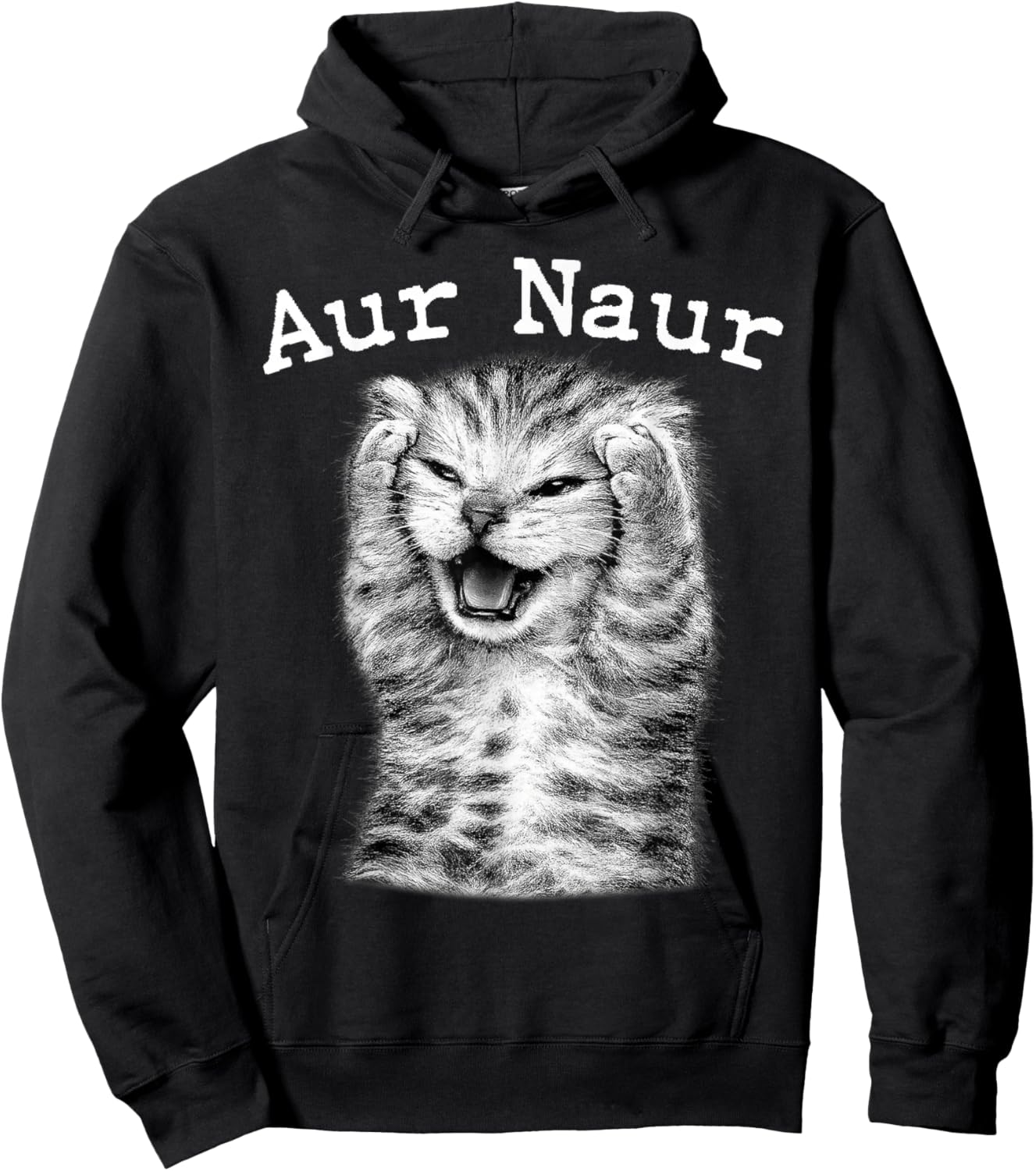AUR Naur Silly Cat Funny Meme Women Kid Teen Youth Hoodie - Hoodie | Black