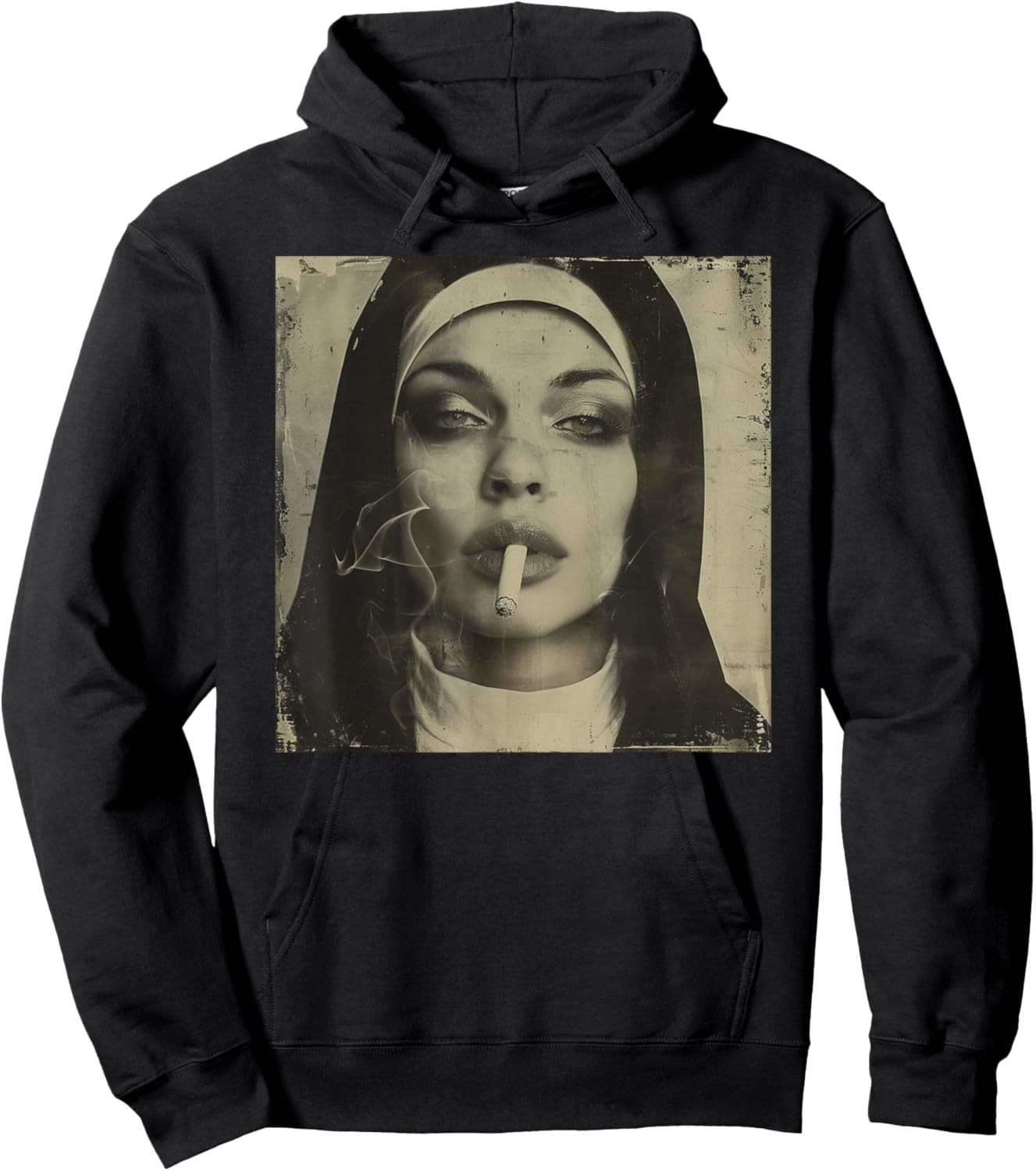 Hot Nun Smoking, Rebellious Nun Hoodie - Hoodie | Black