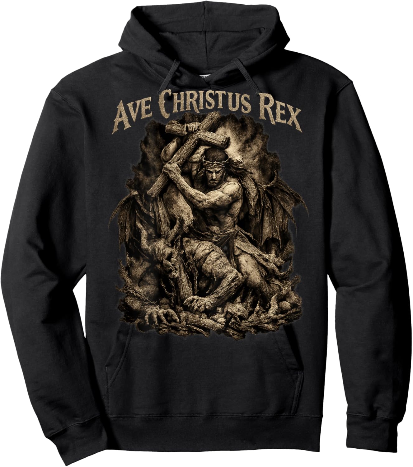 Ave Christus Rex - Jesus Defeating The Devil Hoodie - Hoodie | Black