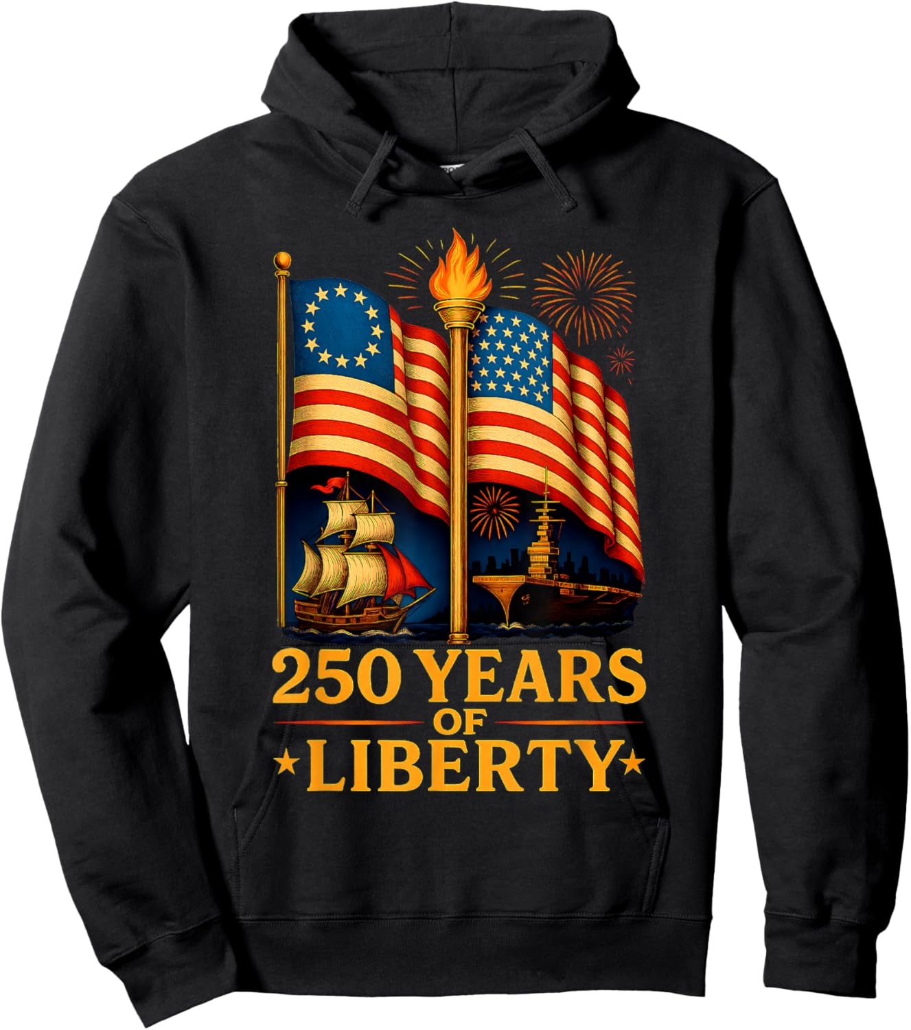 Betsy Ross Flag 250 Years of Liberty 250th 4th of July Gifts Hoodie - Hoodie | Black