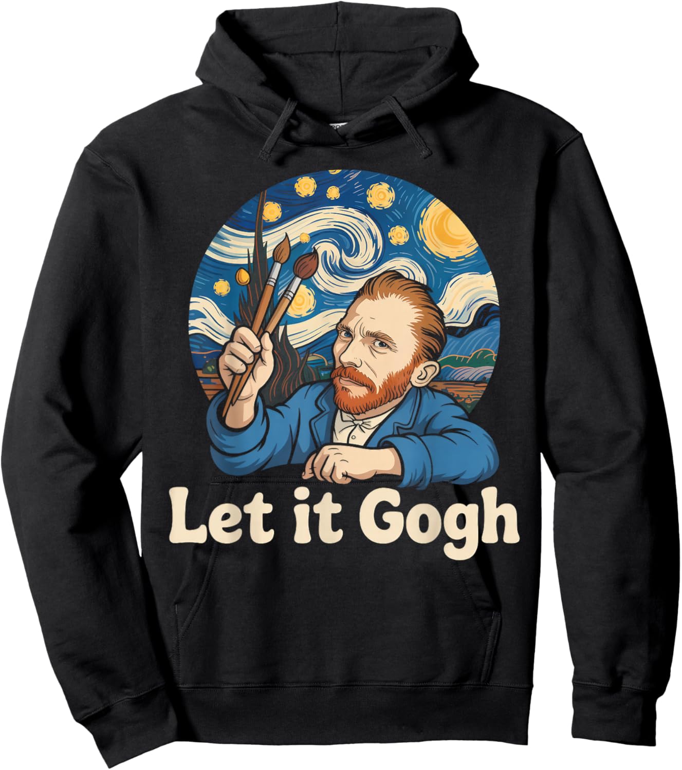 Let It Gogh Funny Art Parody Van Gogh Hoodie - Hoodie | Black