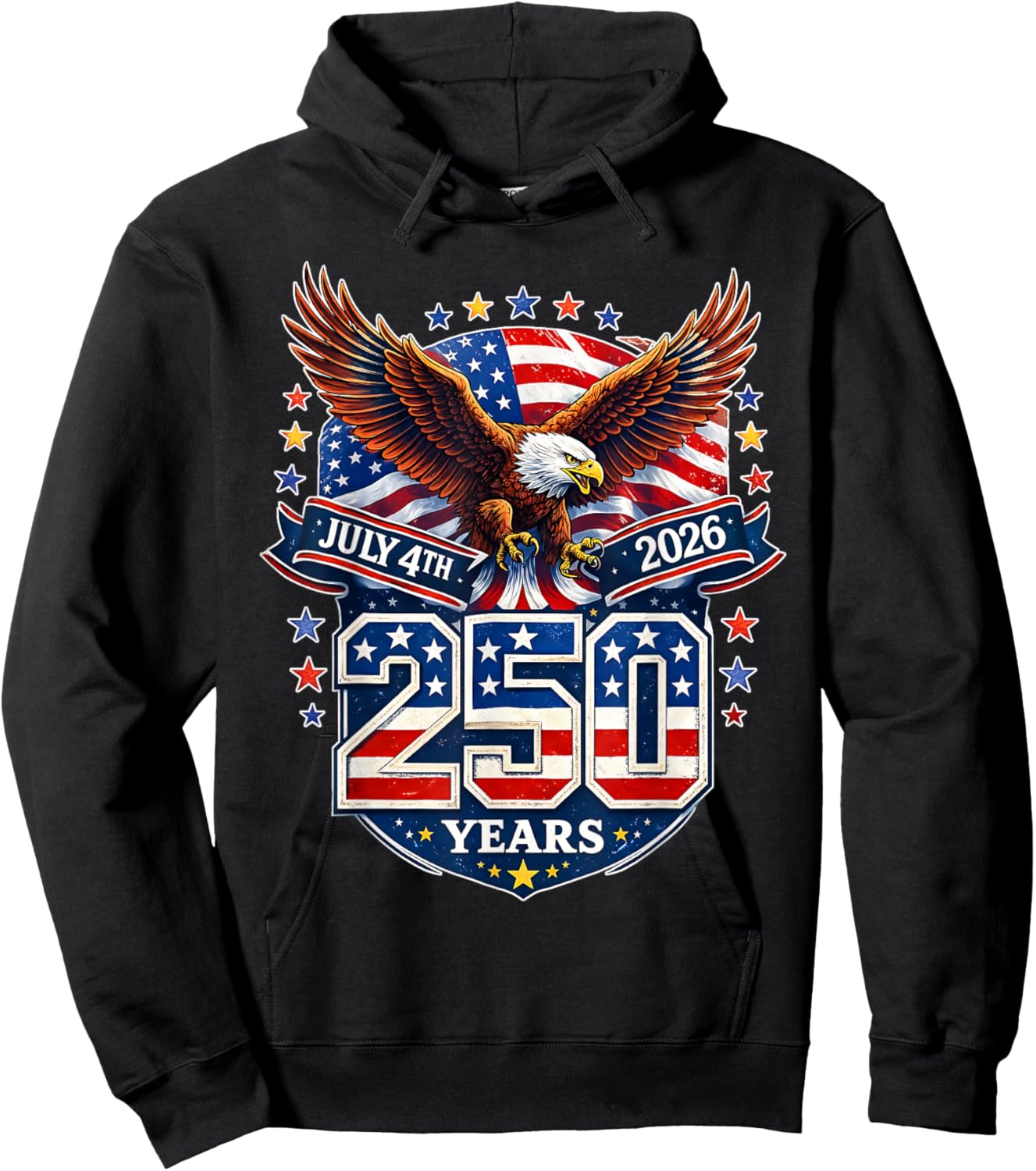 250 Years American 1776 2026 250th USA Birthday 4th of July Hoodie - Hoodie | Black
