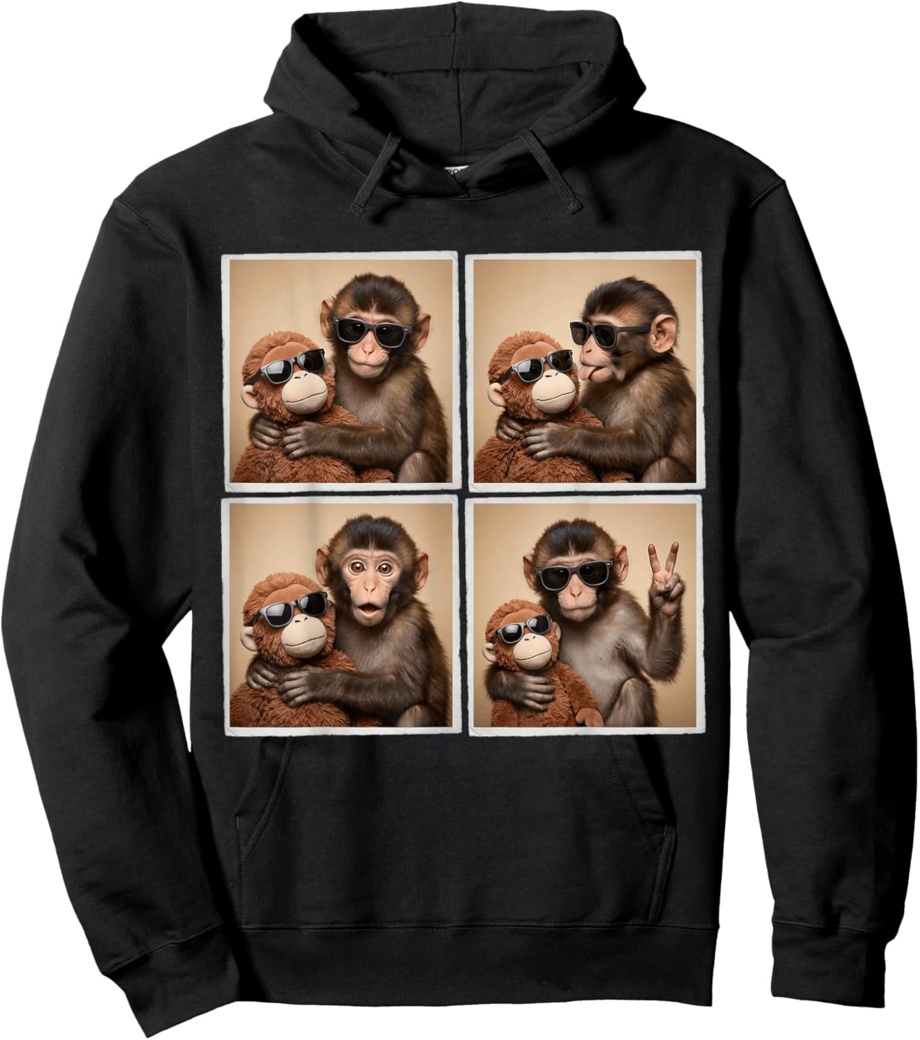 Panchi Kun Viral Video Meme Baby Monkey Punch Photobooth Hoodie - Hoodie | Black