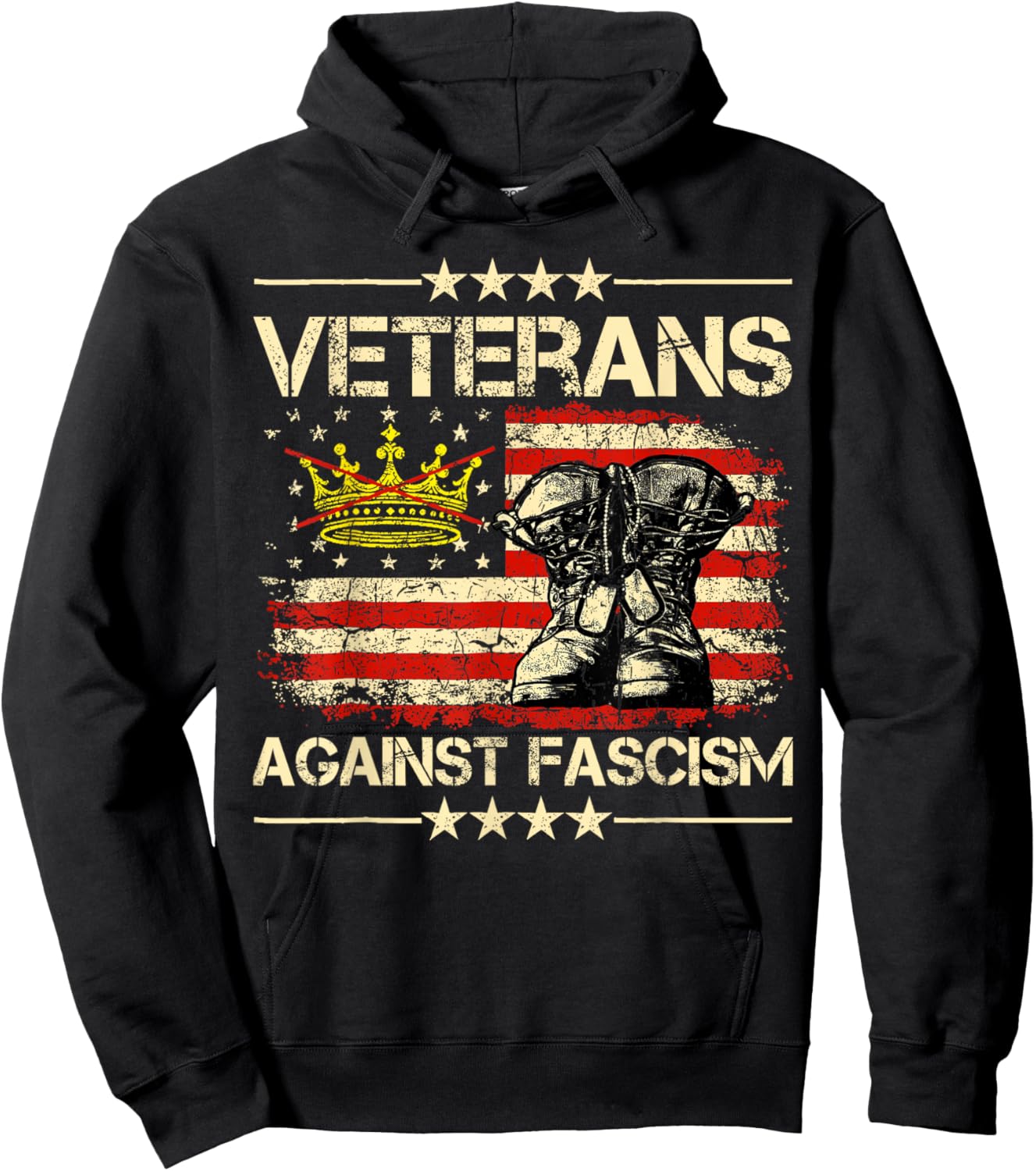 Vintage Veterans Against Fascism Men Women Hoodie - Hoodie | Black