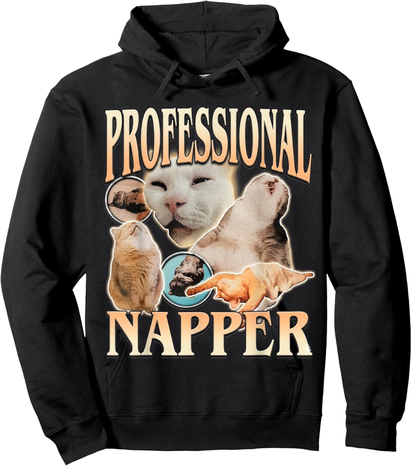 Funny Cat Meme Professional Napper Meme Sleeping Cat Humor Hoodie - Hoodie | Black