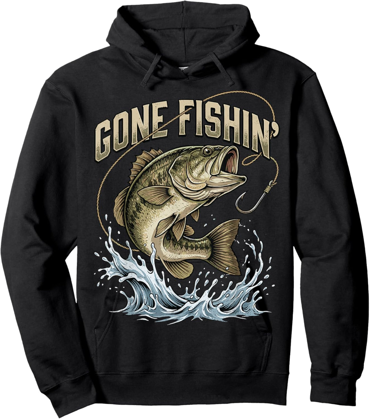 Gone Fishing Boys Kids Toddler Funny Men Outdoors Adventure Hoodie - Hoodie | Black