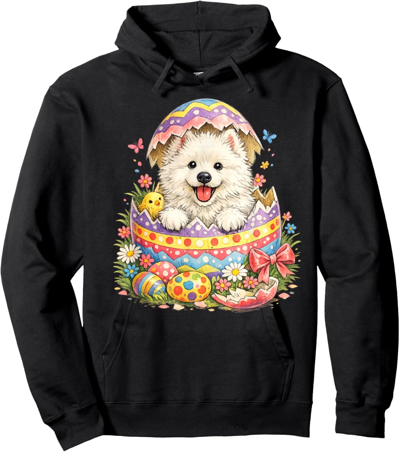 Samoyed Easter Egg Hatched | Cute Puppy Dog Spring Surprise Hoodie - Hoodie | Black