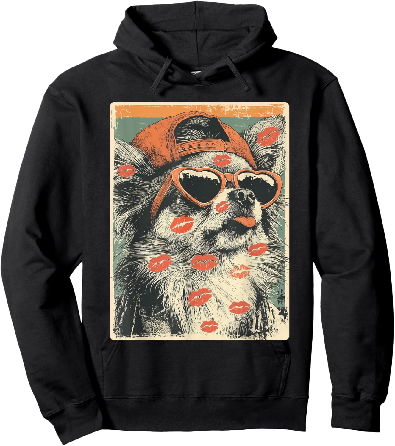 Cute Chihuahua Dog with Sunglasses Kisses Valentine's Day Hoodie - Hoodie | Black