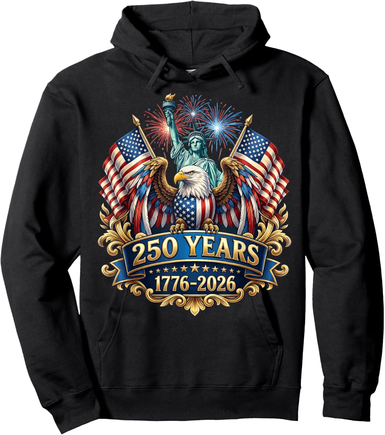 250th Anniversary USA 250 Year America Patriotic 4th of July Hoodie - Hoodie | Black