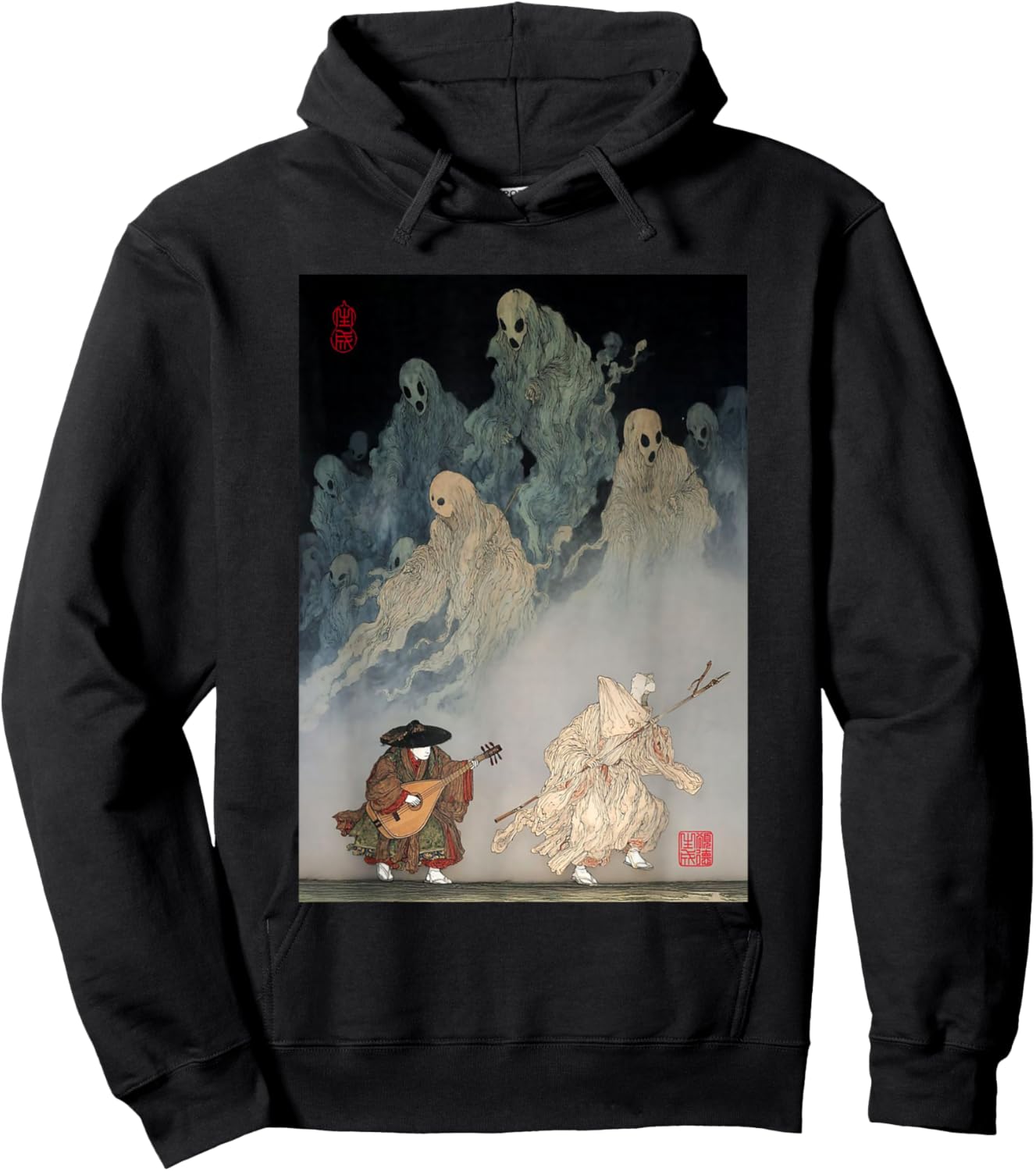 Hyakki Yagyo Vintage Japanese Yokai Parade Ukiyo-E Newspaper Hoodie - Hoodie | Black