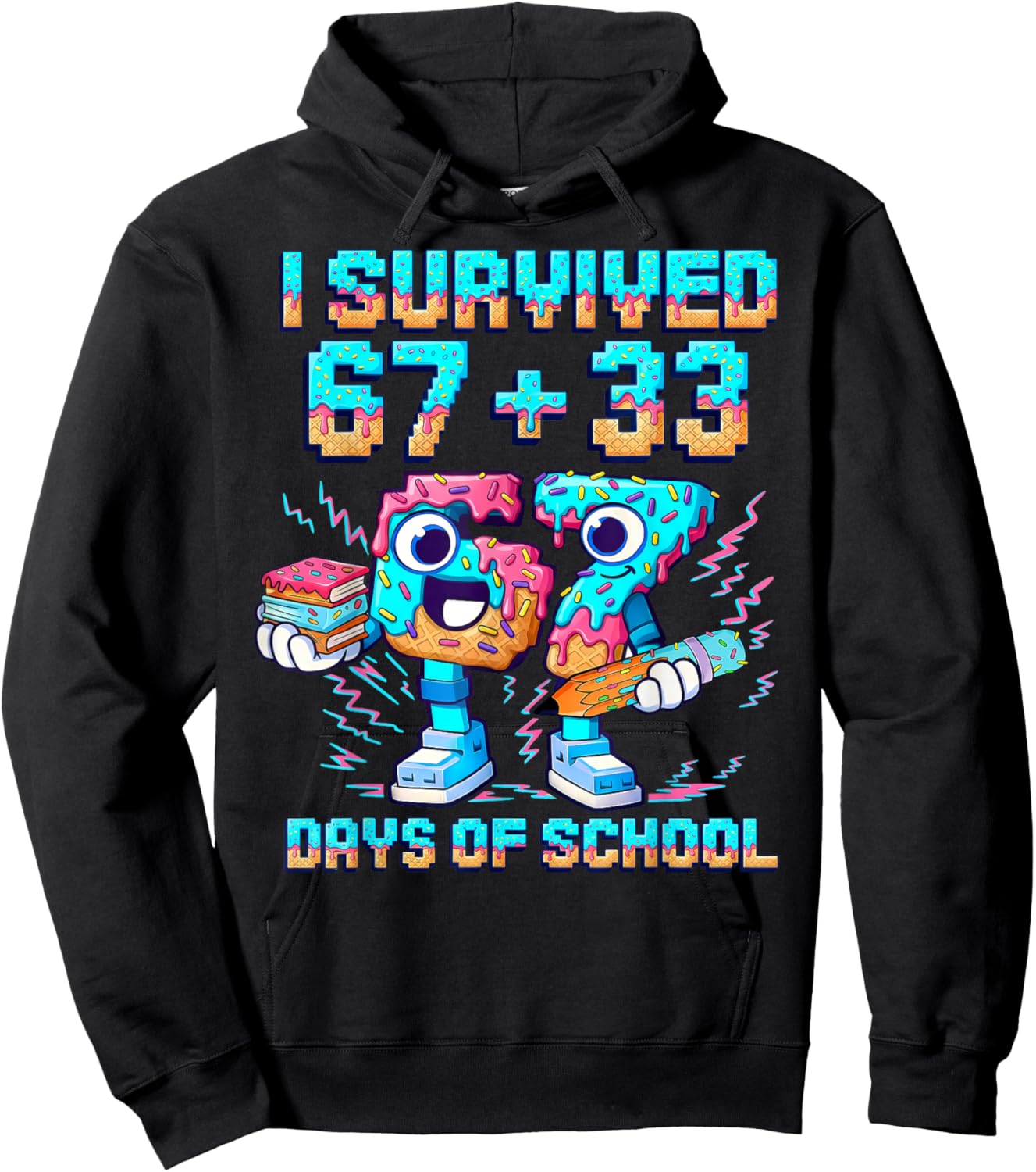 I Survived 67 33 Days of School Happy 100 Days of School Kid Hoodie - Hoodie | Black