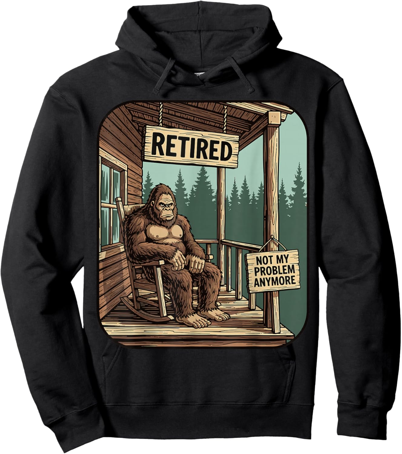 Retired Women Funny Retirement Bigfoot Hoodie - Hoodie | Black