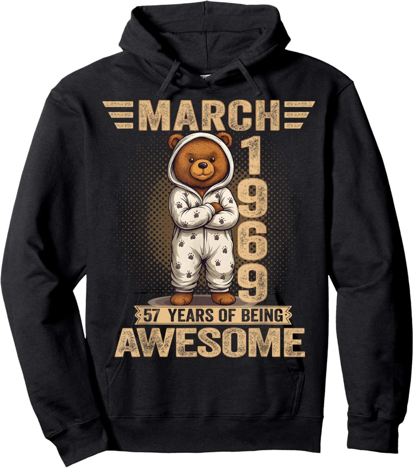 57 Year Old March 1969 Teddy Bear 57th Birthday Women Hoodie - Hoodie | Black