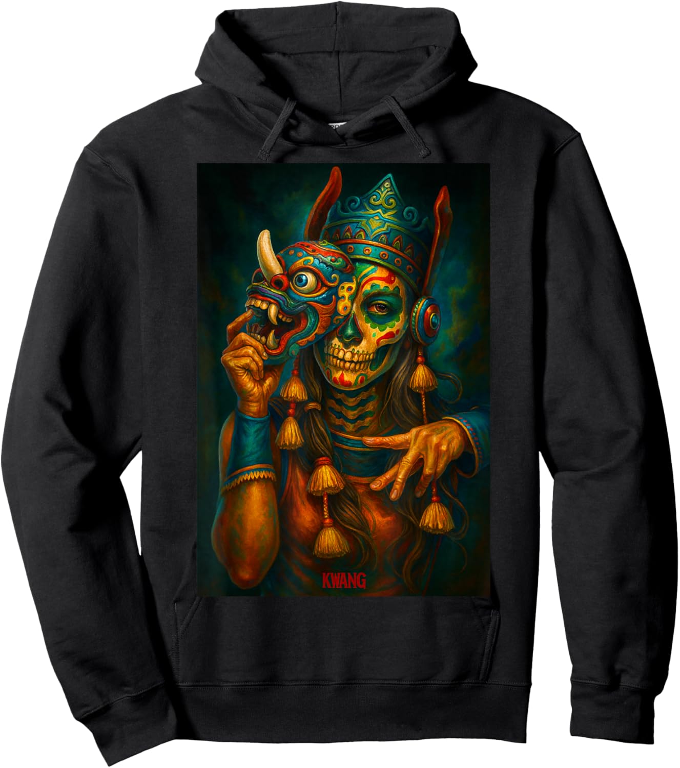 Diosa Azteca con Máscara Hoodie - Hoodie | Black