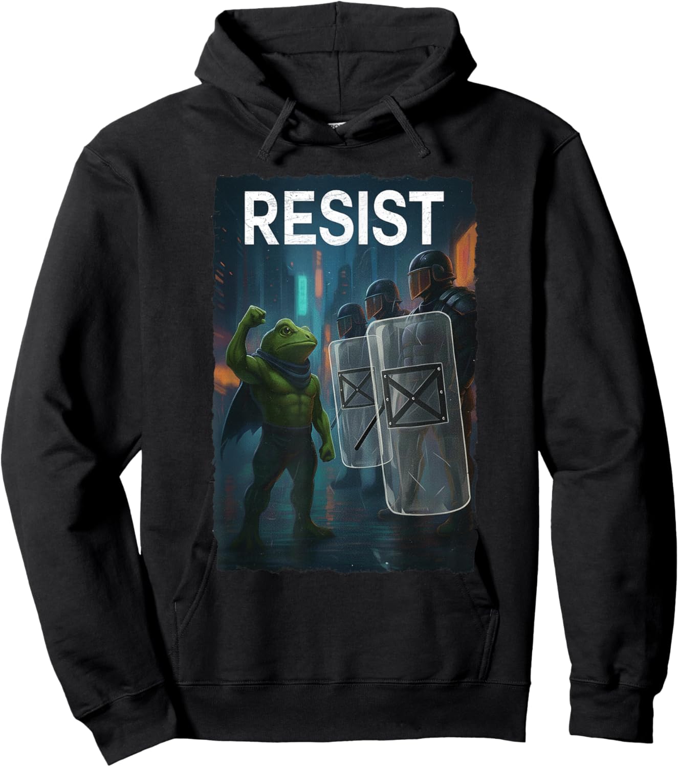 Frogs Resist Portland Frog Protest Activist Men Women Hoodie - Hoodie | Black