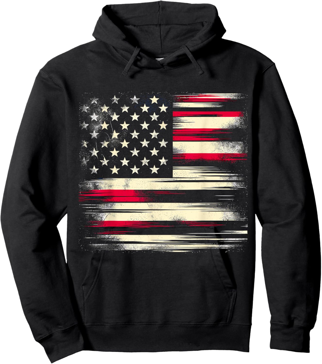Distressed USA Flag 4th of July Hoodie - Hoodie | Black