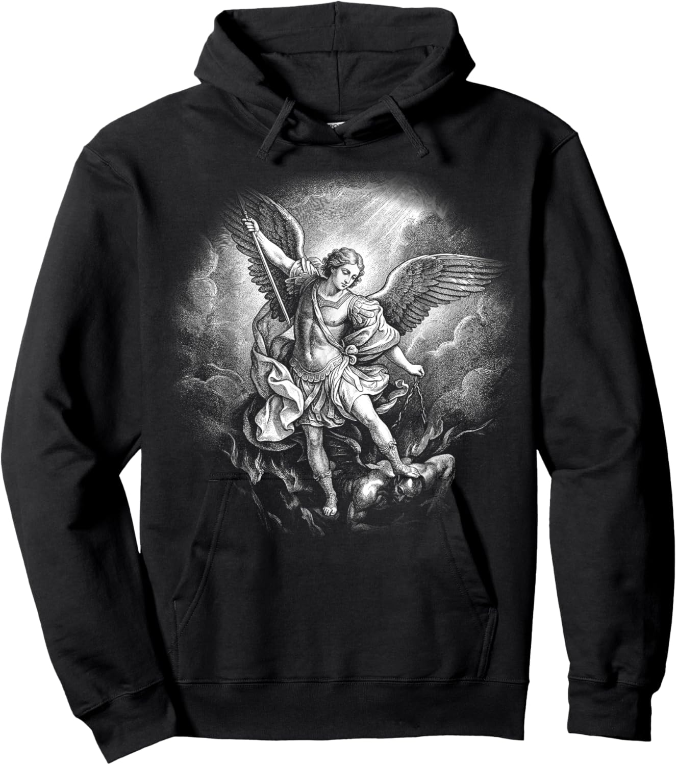 The Archangel Saint Michael Defeating Satan Christian Faith Hoodie - Hoodie | Black