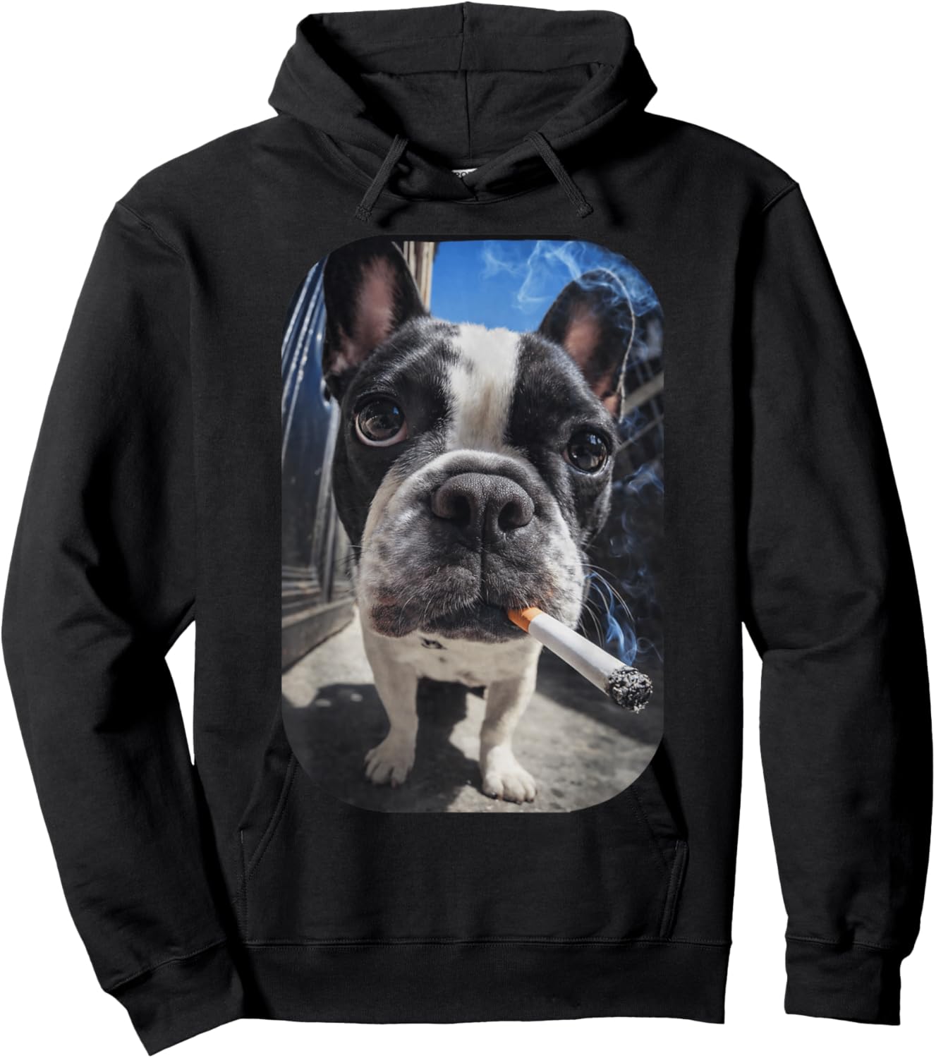 Funny Smoking Boston Terrier Dog Meme Gen Z Cigarette Hoodie - Hoodie | Black
