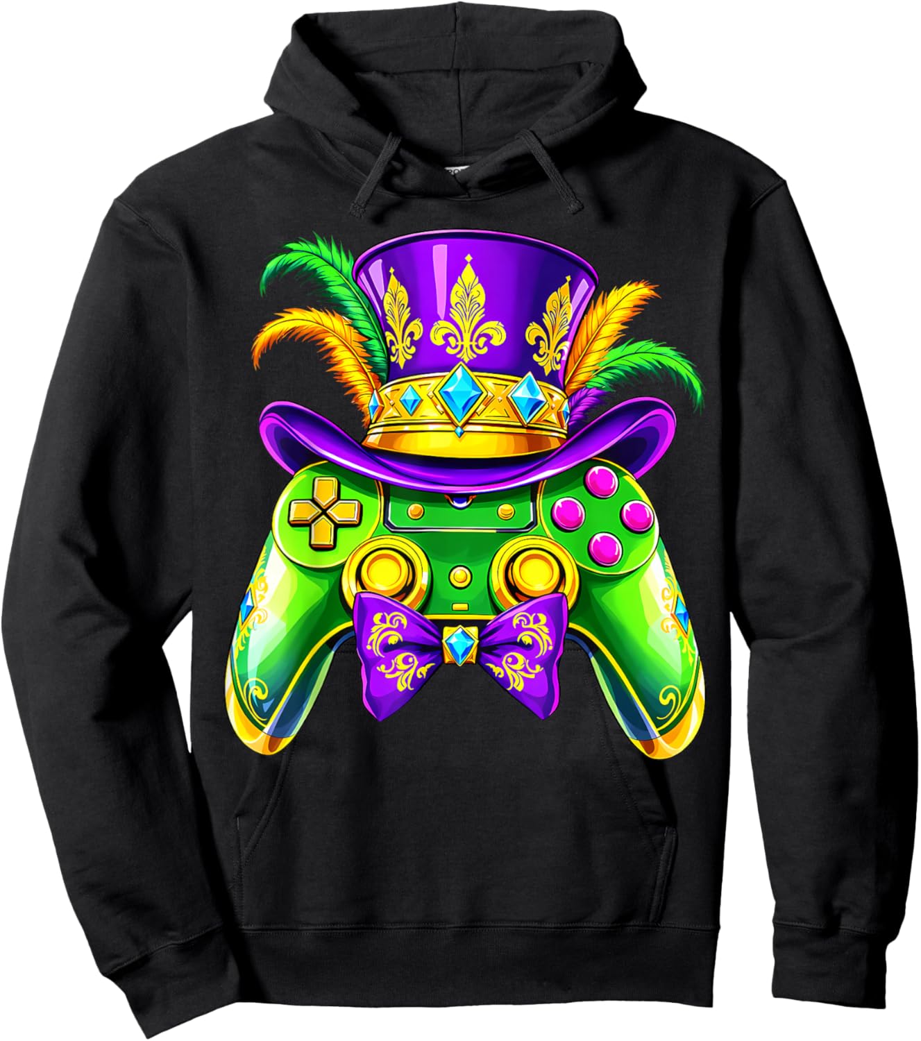 Mardi Gras Video Game Controller Jester Mask Kids Boys Hoodie - Hoodie | Black