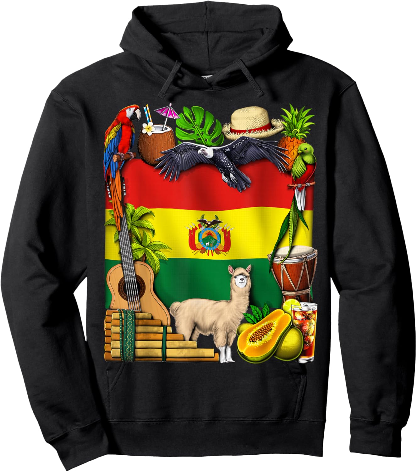 Bolivia Flag Bolivian Heritage Bolivian Roots Proud Bolivian Hoodie - Hoodie | Black