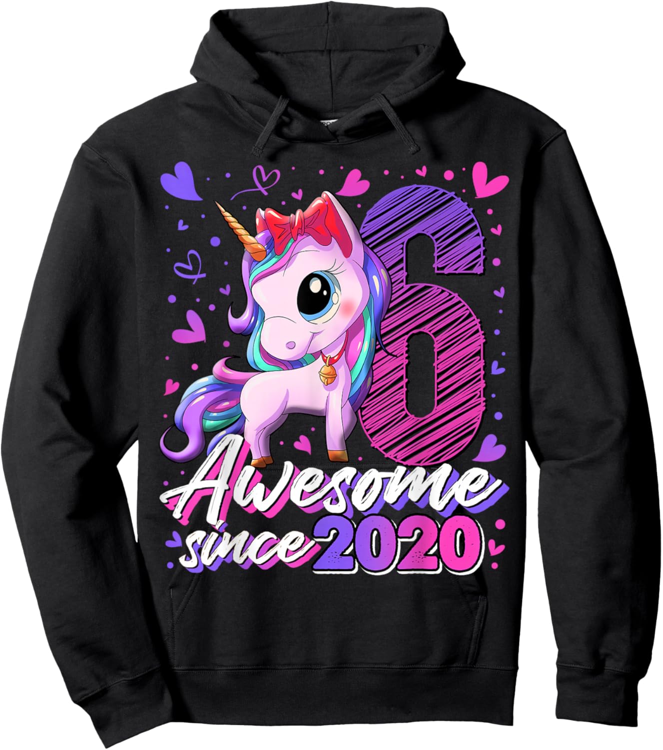 6th Birthday Shirt Girl 6 Year Old Gifts 6 Birthday Girl Hoodie - Hoodie | Black