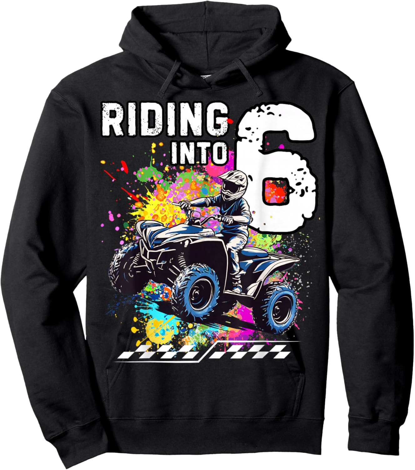Riding Into 6 Year Old ATV Birthday Hoodie - Hoodie | Black