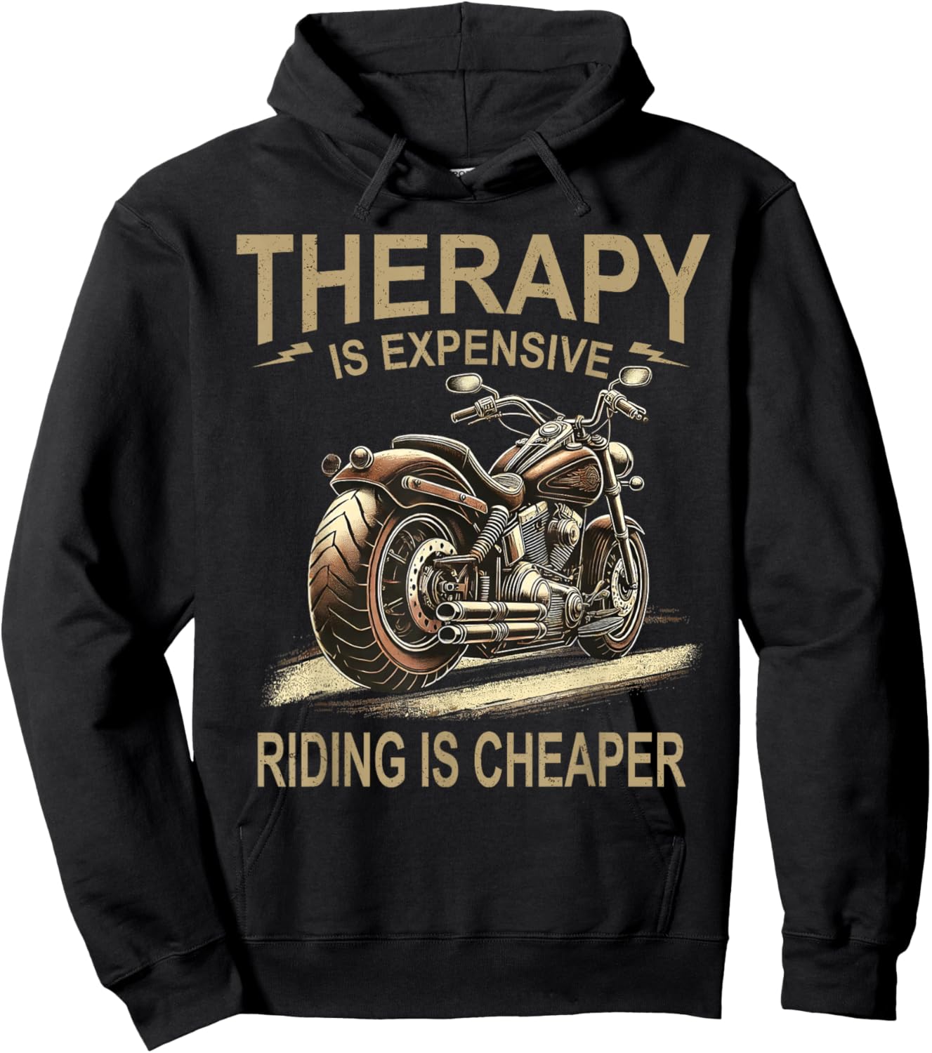 Cool Lover Graphic Rider Men Therapy Motorcycle Lovers Biker Hoodie - Hoodie | Black