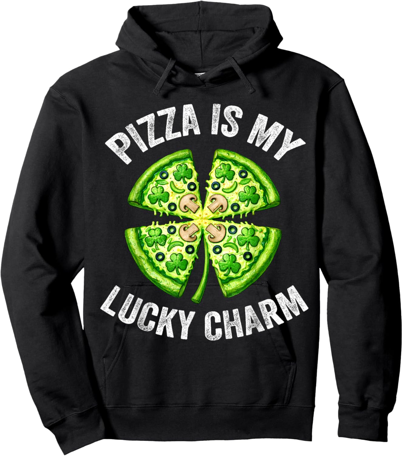 Shamrock Pizza Love Lucky St Patricks Day Women Kids Hoodie - Hoodie | Black