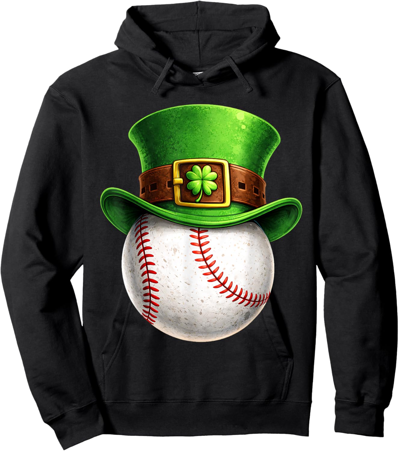 Baseball St Patricks Day Men Boys Kids Sport Green Shamrock Hoodie - Hoodie | Black
