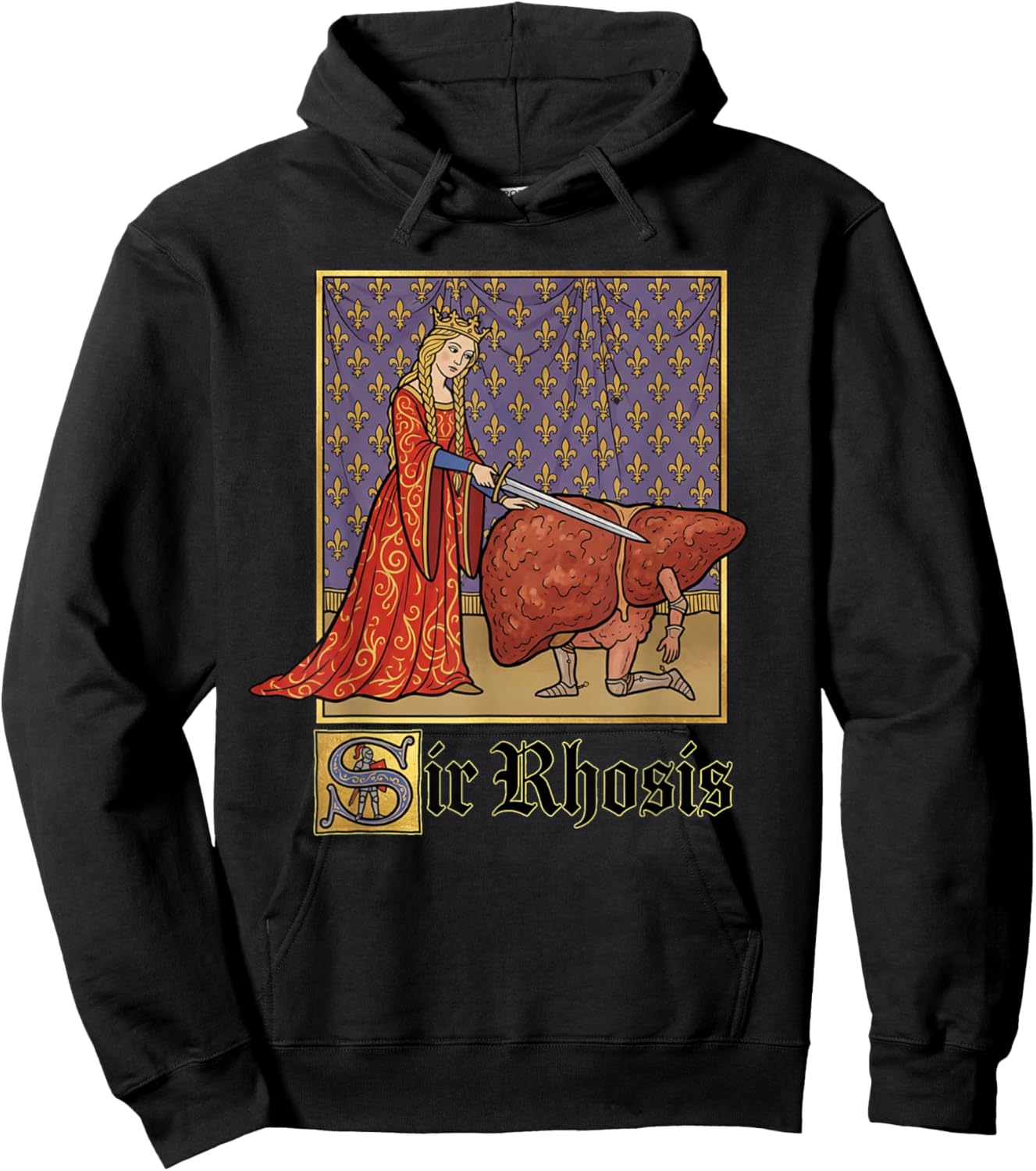 Sir Rhosis Medieval Pun Meme Funny Liver Drunk Hoodie - Hoodie | Black