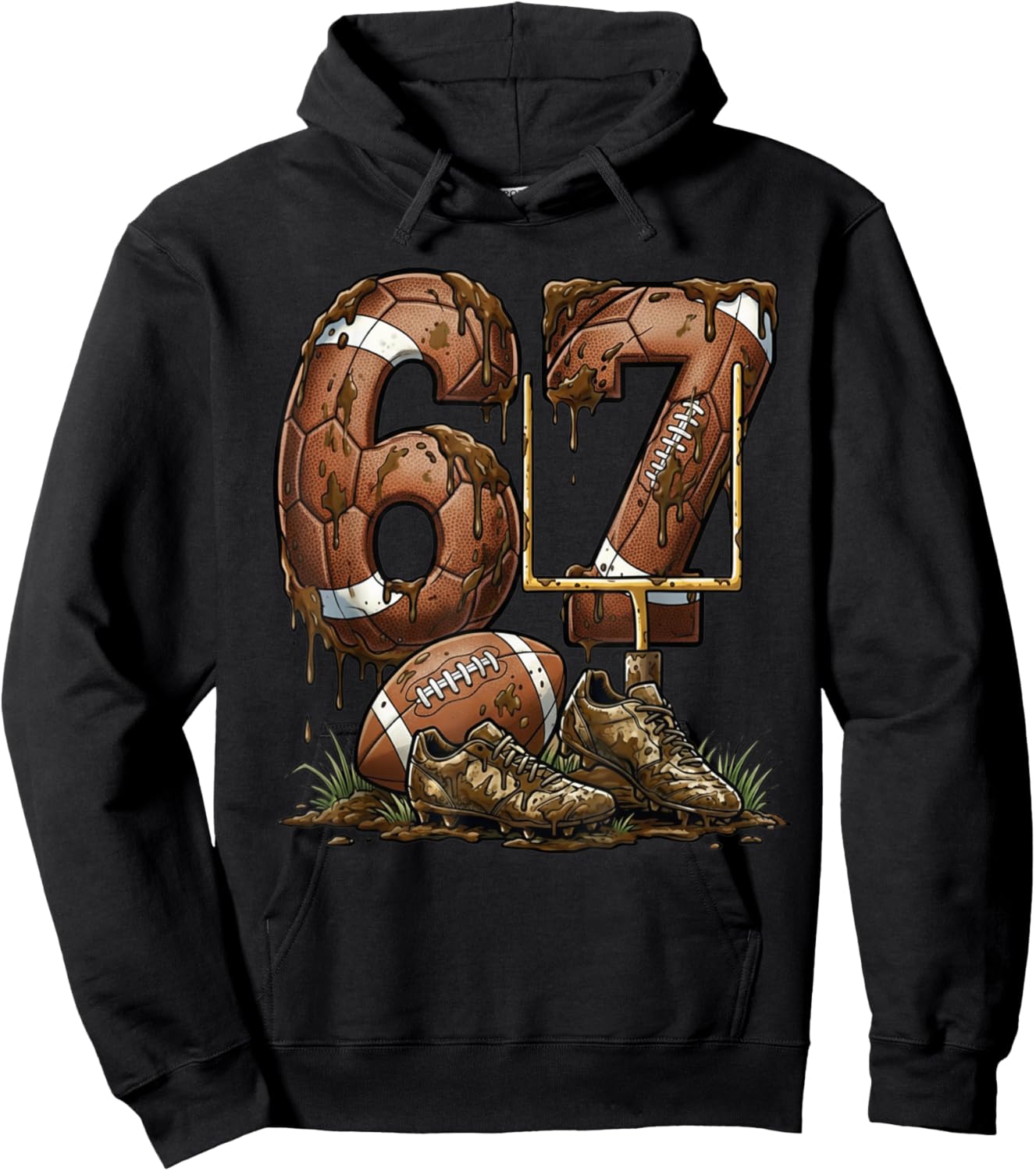 Funny 6 7 Football Six Seven Football 67 Kids Men Women Hoodie - Hoodie | Black