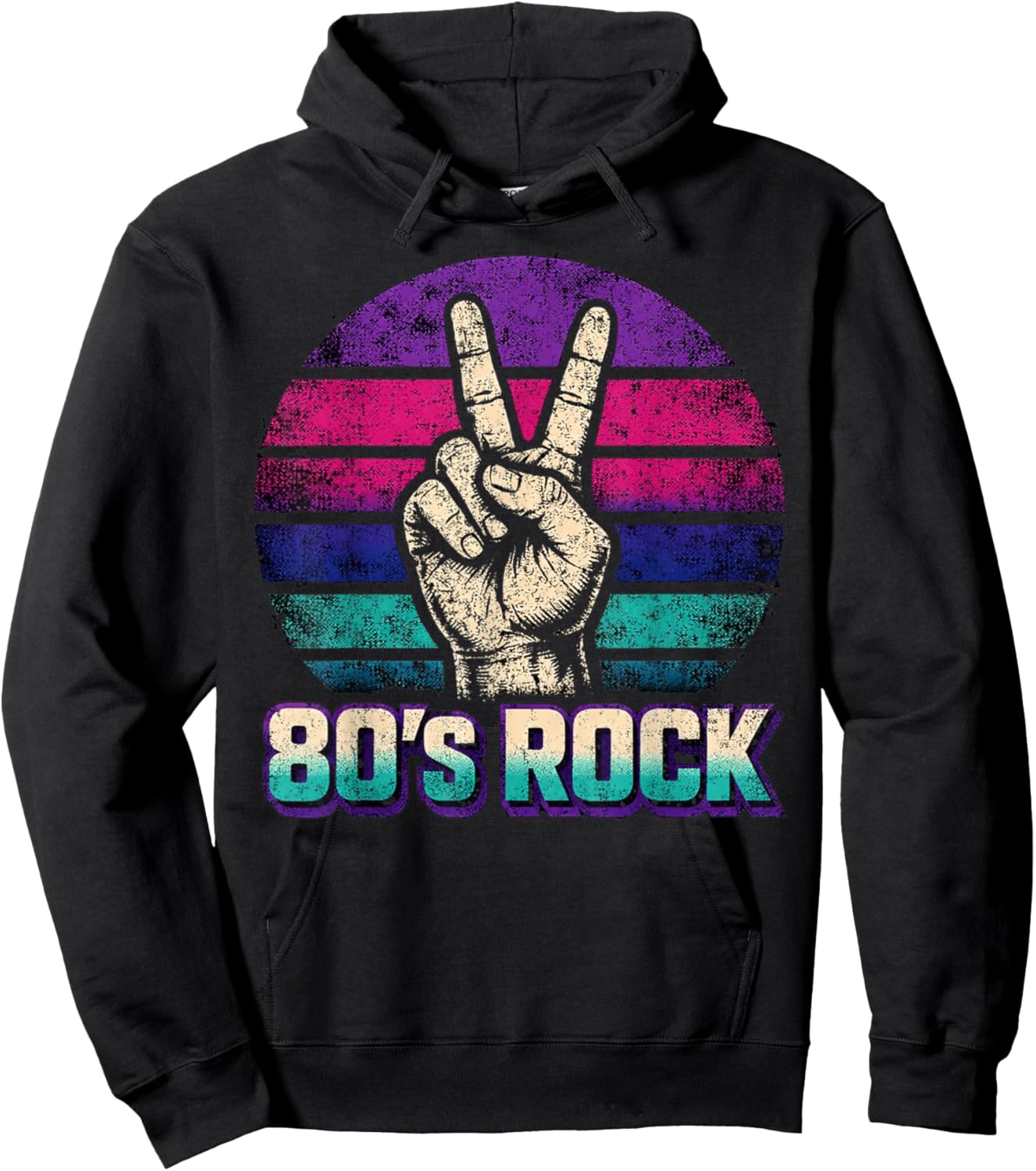 Retro Vintage Sunset 80's Rock Music Band Funny Musician Hoodie - Hoodie | Black