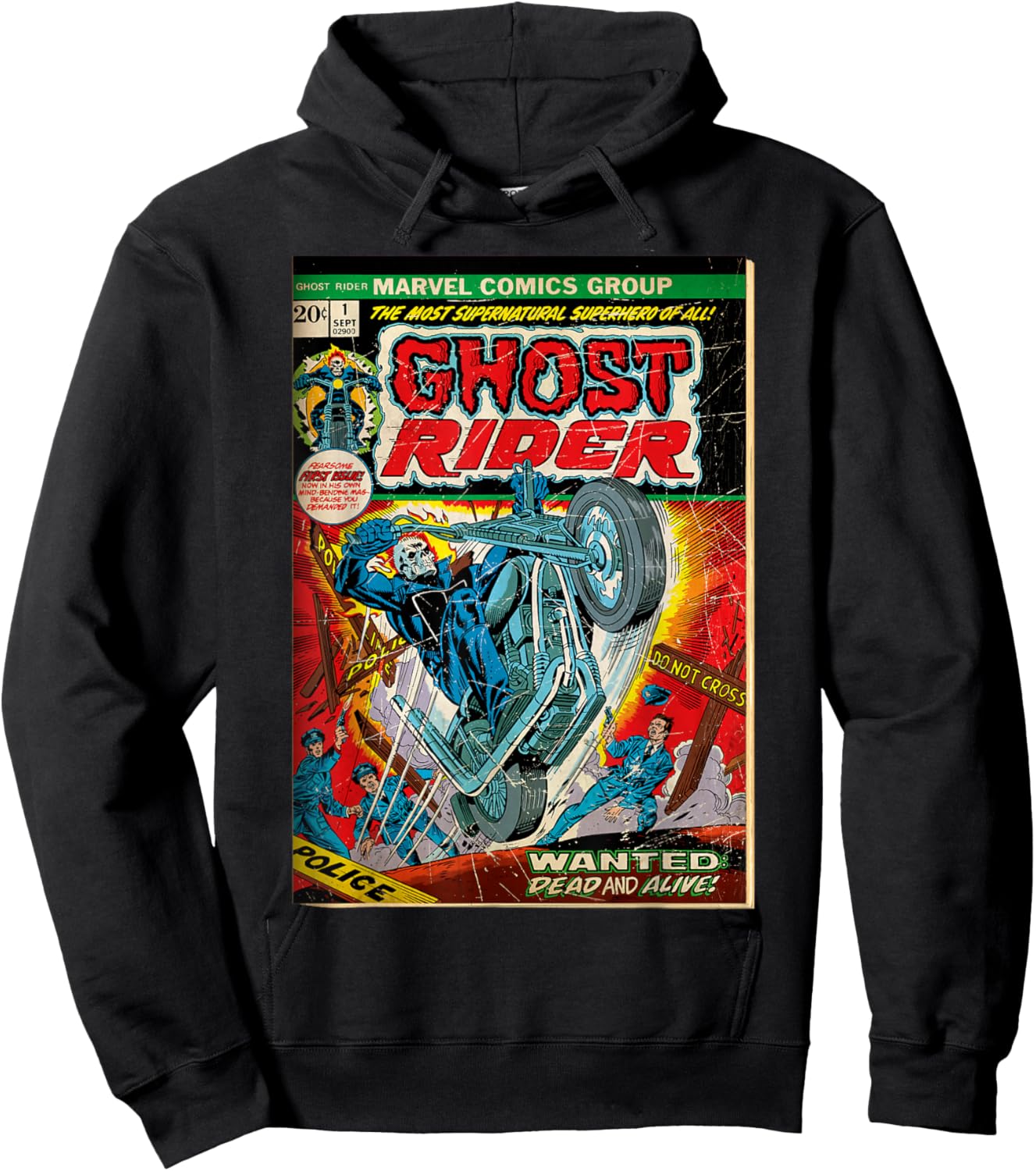 Marvel Ghost Rider Classic Comic Cover Wanted Dead and Alive Hoodie - Hoodie | Black