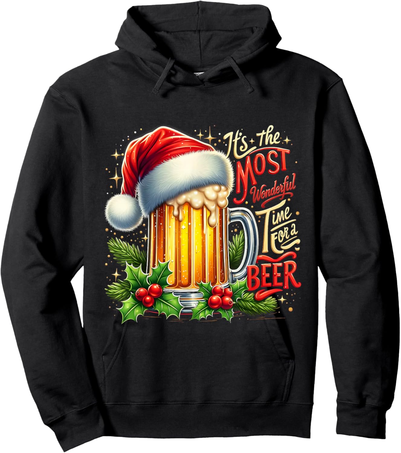 Funny Drinking Christmas Santa Beer Lovers Trend Newyear Hoodie - Hoodie | Black